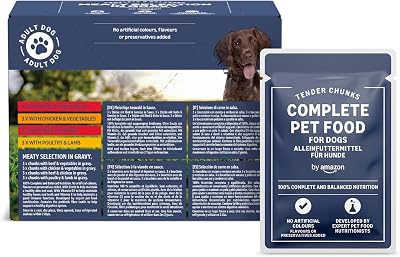 by Amazon Complete Wet Dog Food Meat Selection in Gravy 1.2 kg 12 x 100g pouches