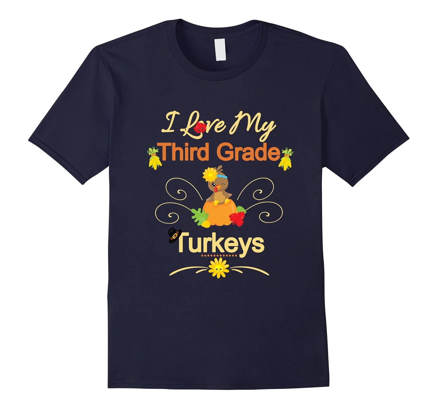 Thanksgiving Teacher Shirt-Third Grade Love My Turkeys-Rose