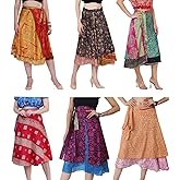 Wevez® Pack of 3 Pcs Original Two Layer Printed Wrap Around Skirts (Midi Length)