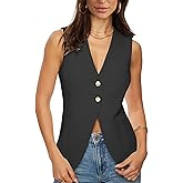 Fallorchid Womens Business Button Sleeveless V Neck Vest Fully Lined Suit Jacket Waistcoat