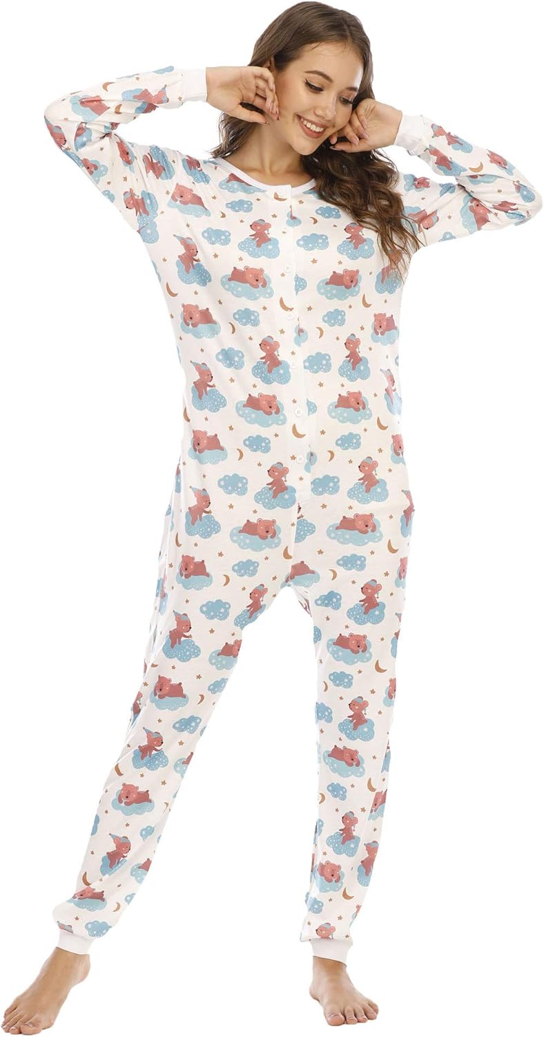 BERDITH Onesies voor Womens Dames Pyjama All in One Jumpsuit Zonder
