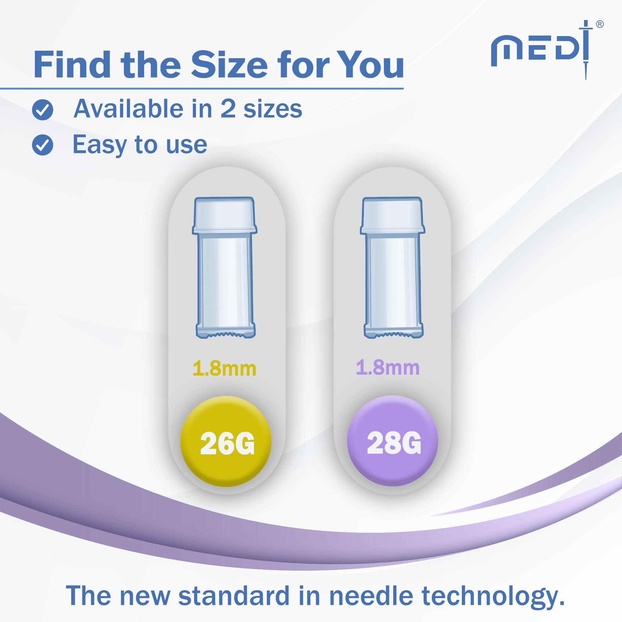 Medt - Pressure Activated Safety Lancets (28G x 1.8mm) - Gamma Ray Sterilized, Ideal for Blood Testing, Single Use and Gentle for Comfortable Testing - Pack of 100