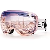 FONHCOO Ski Goggles for Men Women, Anti-Fog OTG Snow Snowboard Glasses with Detachable Lens for Skiing Skating, UV Protection