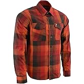 Milwaukee Leather MNG11641 Men's Flannel Plaid Shirt Orange with Red and Black Long Sleeve Cotton Button Down Shirt