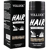 VOLLUCK Hair Fibers for Thinning Hair, Instant Coverage Hair Building Fibers for Women and men, Natural Hair Powder for Conceal Hair Loss 28 g (Light Brown)