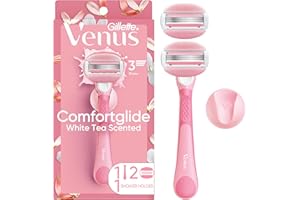 Gillette Venus ComfortGlide Razor for Women, White Tea Scented Gel Bars, Includes 1 Reusable Razor Handle + 2 Refills, Built-in Shave Gel Bars, Holiday Gifts for Women
