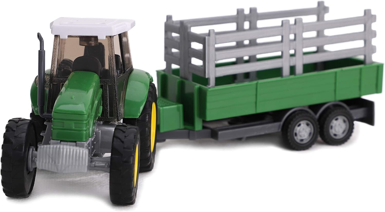 Toyland® 22.5cm Farm Tractor & Tanker/Trailer Set - Free Wheel Action - Boys Farm Toys (Green Trailer), 22 cm - Image 4