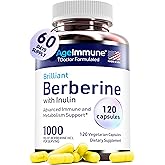 AgeImmune Berberine 1000mg Supplement Complex with Inulin Prebiotic - Each Capsule Contains Berberine 500mg - Doctor Formulated Supplements for High Absorption.