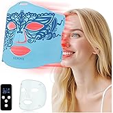 GUFOYE Red Light Therapy for Face Mask with Ice Compress, 850nm Infrared Red Light Therapy, 7+1 Light Modes Led Face Mask Light Therapy, Level 5 Timing, 3000mAh, Led Mask Light Therapy for Home, Blue