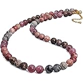 GEMTAL Beaded Necklaces for Women, Natural Gemstone Bead Choker Necklace10MM Bead Strand Choker Collarbone Necklace Healing Crystal Chakra Necklace Western Jewelry For Women Jewelry Gifts