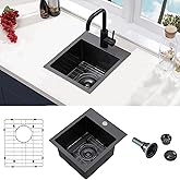 VCCUCINE Gunmetal Black Bar Sink Drop in, 13x15 Inch Topmount RV Small Kitchen Sink, Handmade Stainless Steel Wet Bar Sink, O