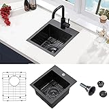 VCCUCINE Gunmetal Black Bar Sink Drop in, 13 x 15