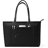 Fancy Forest Work Tote Bag for Women - Waterproof Purse with Zipper, 18L Large Vegan Leather, Stiff & Slim for Office Travel