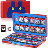 Switch Game Case Holder with 24 Cartridge Slots and 24 Micro SD Card Storage, Slim Portable Game Organizer Traveler Gift Accessories with Magnetic Closure, Protective Hard Shell and Soft Lining