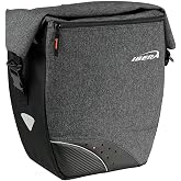 Ibera G-2 PakRak Pro Panniers Bike Bags (Pair) with Quick Release/Clip-On System - Bike Saddle Bags For Rear Rack Each with 19.8 lbs Capacity - Reflective Saddle Bag Bicycle, Fits Most Racks (Grey)