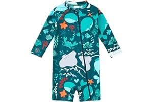 1strunandup Baby Boy/Girl Swimsuit Full Zip UPF 50+ Sun Protection One Piece Sunsuit Long Sleeve Swimwear 3-36 Months