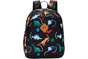 JinBeryl Toddler Backpack Boys, 15 Inch Kids Backpack for Preschool or Kindergarten, Dinosaur Black