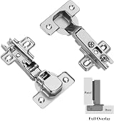 FURNIWARE 2 Pcs 35mm 110 Degree Self Close Full Overlay Cabinet Hinge Nickel view 4