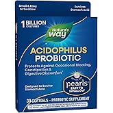 Nature's Way Acidophilus Probiotic Pearls, Supports Digestive Balance & Gut Health, Reduce Occasional Constipation and Bloating*, 1 Billion Cultures, 30 Softgels