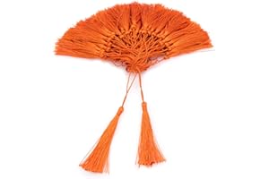 VAPKER 100 Pieces Dark Orange Tassels 13cm/5-Inch Silky Handmade Soft Tassels Floss Bookmark Tassels with 2-Inch Cord Loop for Jewelry Making, DIY Projects, Bookmarks