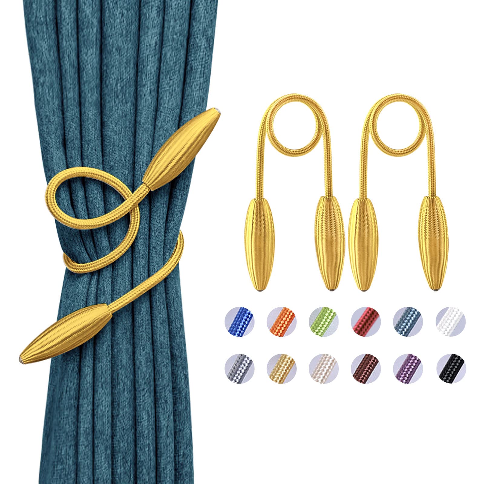 Pretty Jolly 2 Pack DIY Twist Curtain Tiebacks Creative Decorative Drape Tie Backs European Style Random Modelling Curtain Holdbacks for Home & Office Window Blackout & Sheer Drapery (Gold)