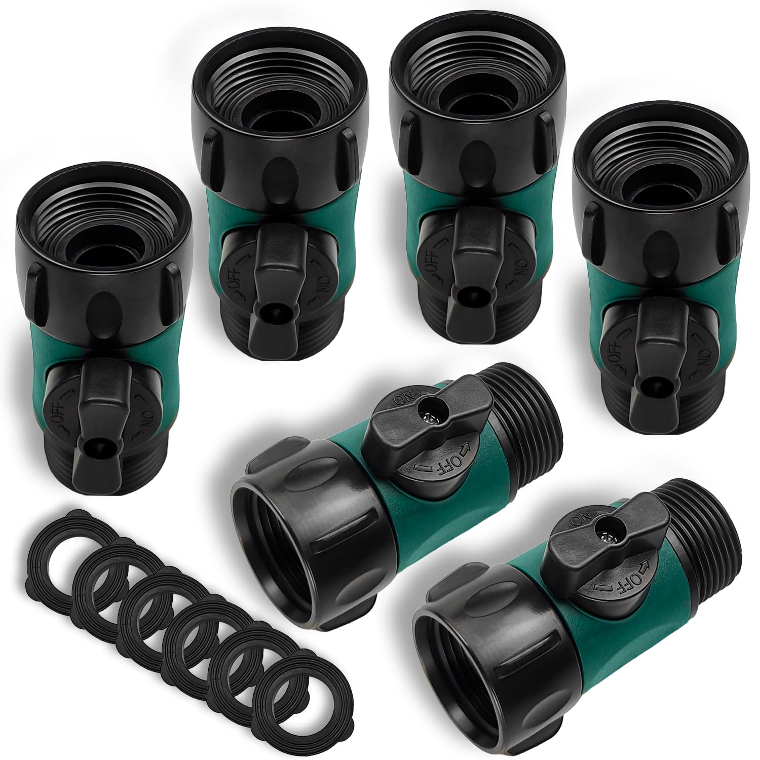 Garden Hose Shut Off Valve, Garden Hose Turn Off Valve Garden Hose Connector Set, Standard 3/4" Thread 6 pack