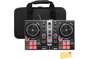 Hercules DJControl Inpulse 200 MK2 2-Channel DJ Controller Bundle with Case, TRS-to-RCA Breakout Cable, and Austin Bazaar Polishing Cloth