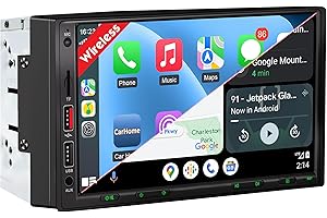 EFFLEMOUR [DSP Inside] Wireless Double Din Car Stereo, Wireless Apple Carplay Android Auto, 7 Inch Touchscreen Radio with 240W Enhanced DSP Sound, FM/AM/Bluetooth Handsfree, HD Waterproof Backup Camera