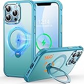 Cutelfon O3 Mag-Stand Designed for iPhone 12 Pro Max Case with 360° Spin Stand, [Compatible with mag Safe][Super Skin Feeling] Translucent Matte Magnetic Slim Phone Case 6.7 inch, Matte Lake Blue