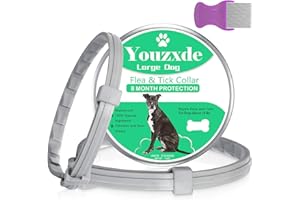Youzxde Flea and Tick Collar for Large Dogs with Flea Comb,8-Month Tick and Flea Control for Dogs Above 18 Lbs,Safe & Allergy Free, Waterproof, Adjustable,2 Pack