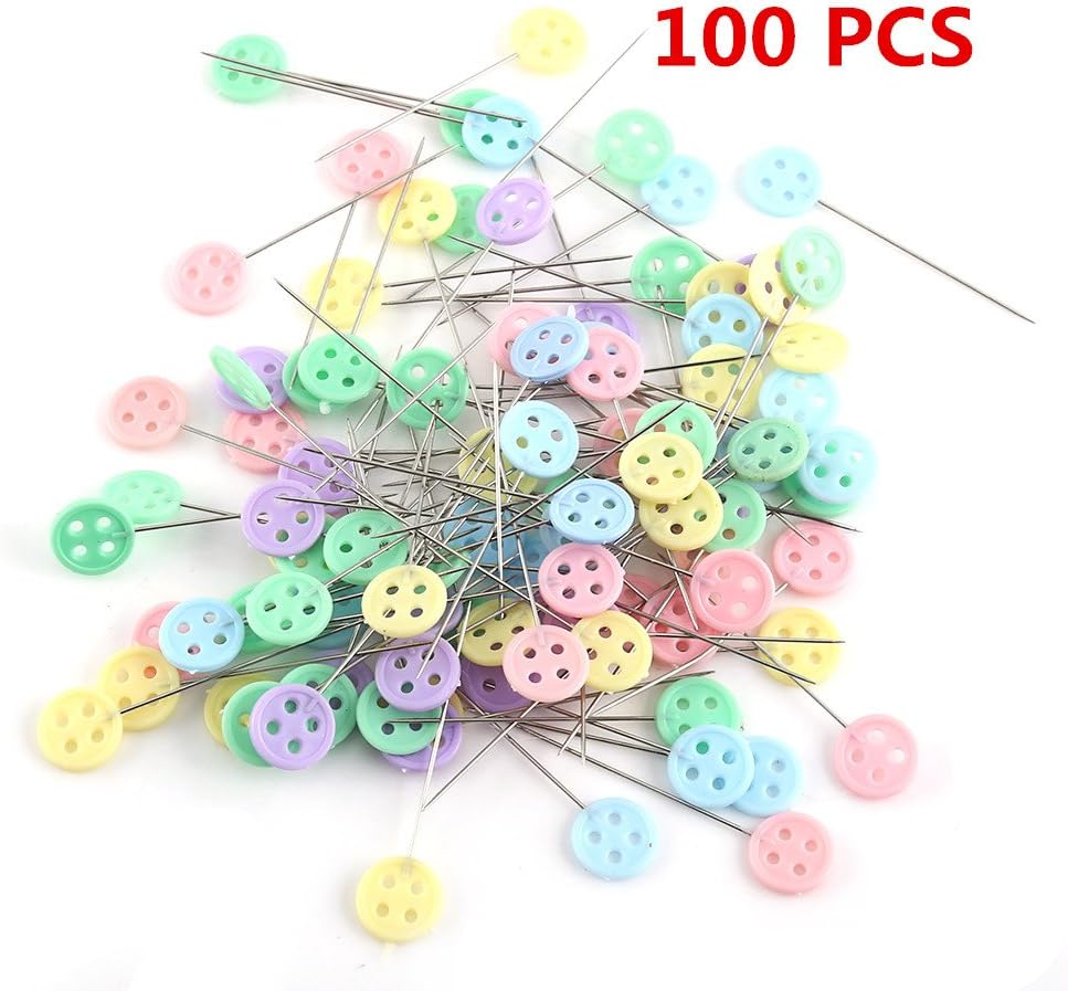 100Pcs Quilting Pins Flat Head,3.95cm Long Flower Head Sewing