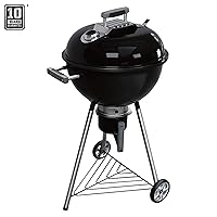  Jamestown Dexter Kugelgrill XL Schwarz Kettle Grill Balkon Garten Camping ✔ Rollen ✔ Deckel ✔ Ablagefläche ✔ rund ✔ rollbar ✔ Stand ✔ Grillen mit Holzkohle 