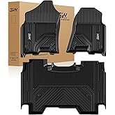 3W Floor Mats Fit for 2019-2024 Dodge Ram 1500 Crew Cab New Body (NOT Classic Models) Without Storage, TPE All Weather Custom Fit Floor Liner for Ram 1500, 1st and 2nd Row Full Set Car Mats