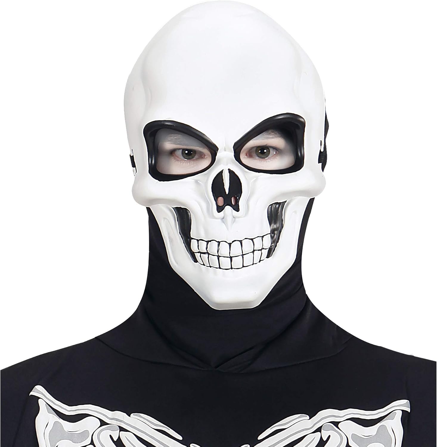 Widmann Skull Half Fcae Mask Skeleton Ghost Halloween Fancy Dress Accessory, White, ?40 x 16.5 x 7.3 cm - Image 3