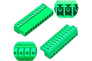 GENERIC Tcenofoxy 3.81mm Male & Female 2/3/4/5/6/7/8/9/10/11/12/13/14/15/16/18/20/24 Pin Phoenix Connector No Soldering Green PCB Screw Terminal Block Connector (1Set 3.81MF-12Pin)