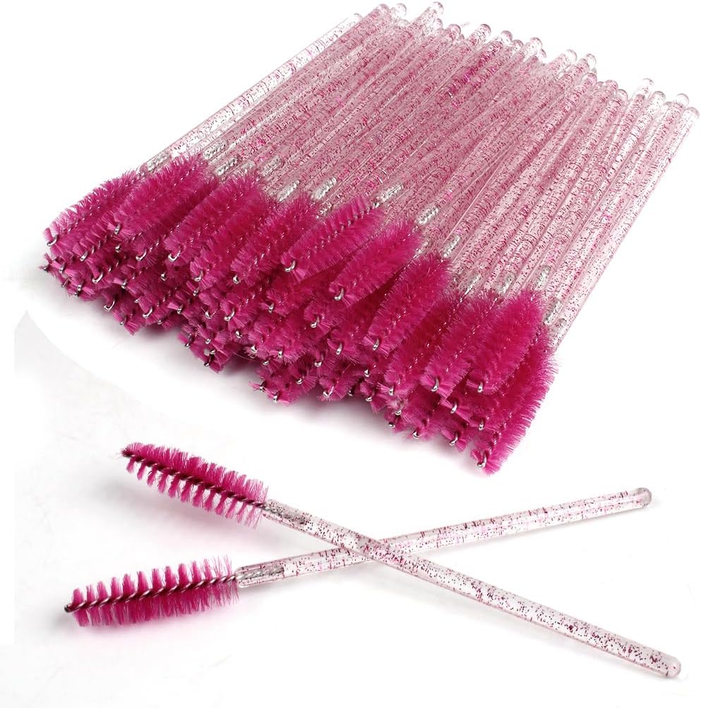 SWKJ 60 PCS Disposable Eyelash Brushes Spoolies Castor Oil Applicator Crystal