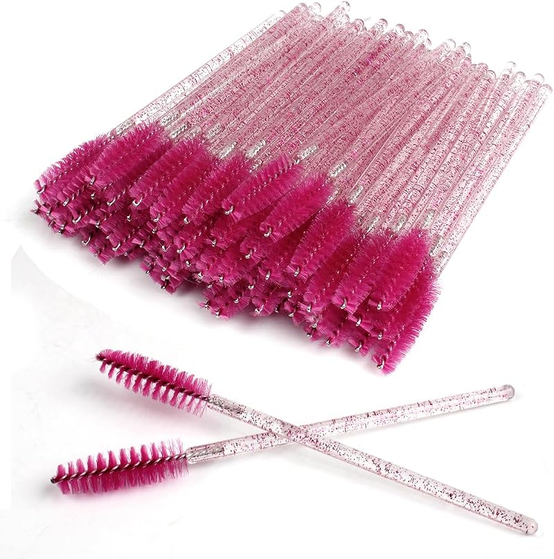SWKJ 60 PCS Disposable Eyelash Brushes Spoolies Castor Oil Applicator Crystal