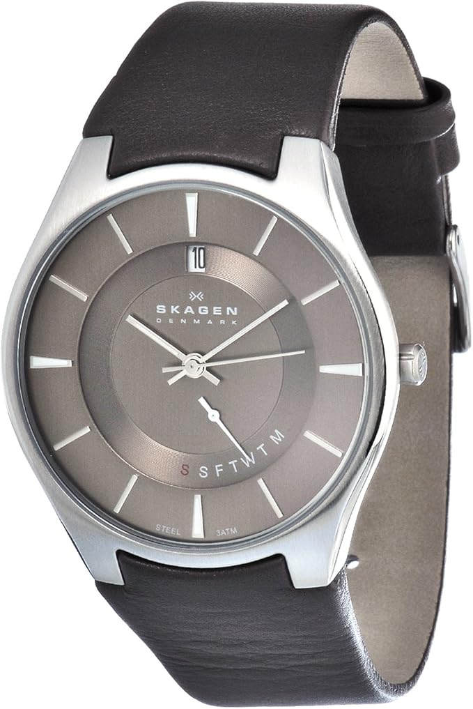 Skagen Gents Brown Leather Strap Watch 989XLSLD Amazon.co.uk Watches