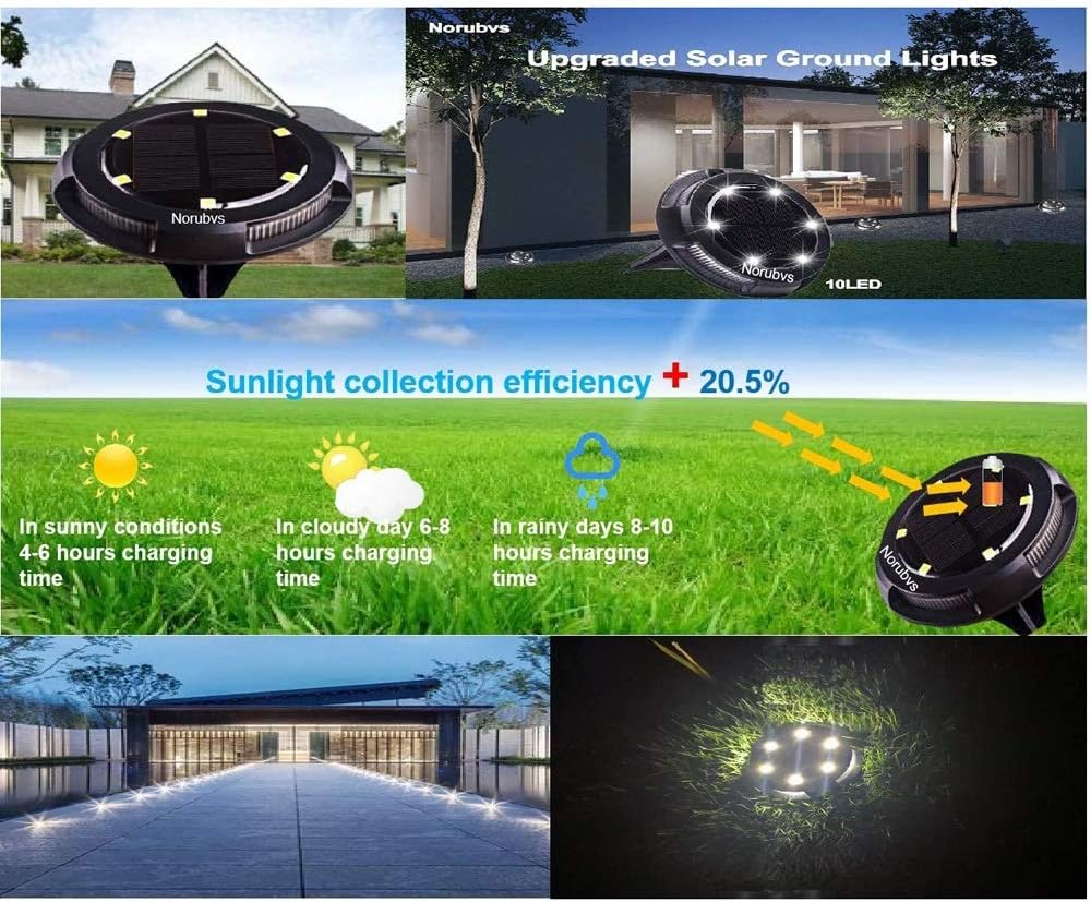 AWSERT Solar Ground Lights,8 LED Garden Lights Solar Powered Patio