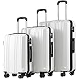 Coolife Luggage Expandable Suitcase PC+ABS 3 Piece Set with TSA Lock Spinner 20in24in28in