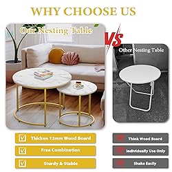 AuraBasic Nesting Table Set of 2, Round Coffee