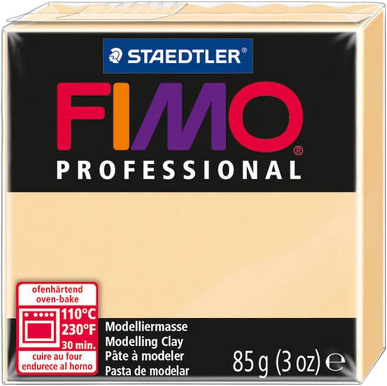 STAEDTLER 8004-02 FIMO Professional Oven-Hardening Polymer Modelling Clay, 85g - Champagne (Single Block)