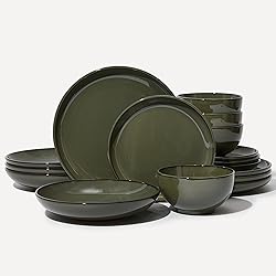 Pokini 16 Piece Double Bowl Dinnerware Sets with