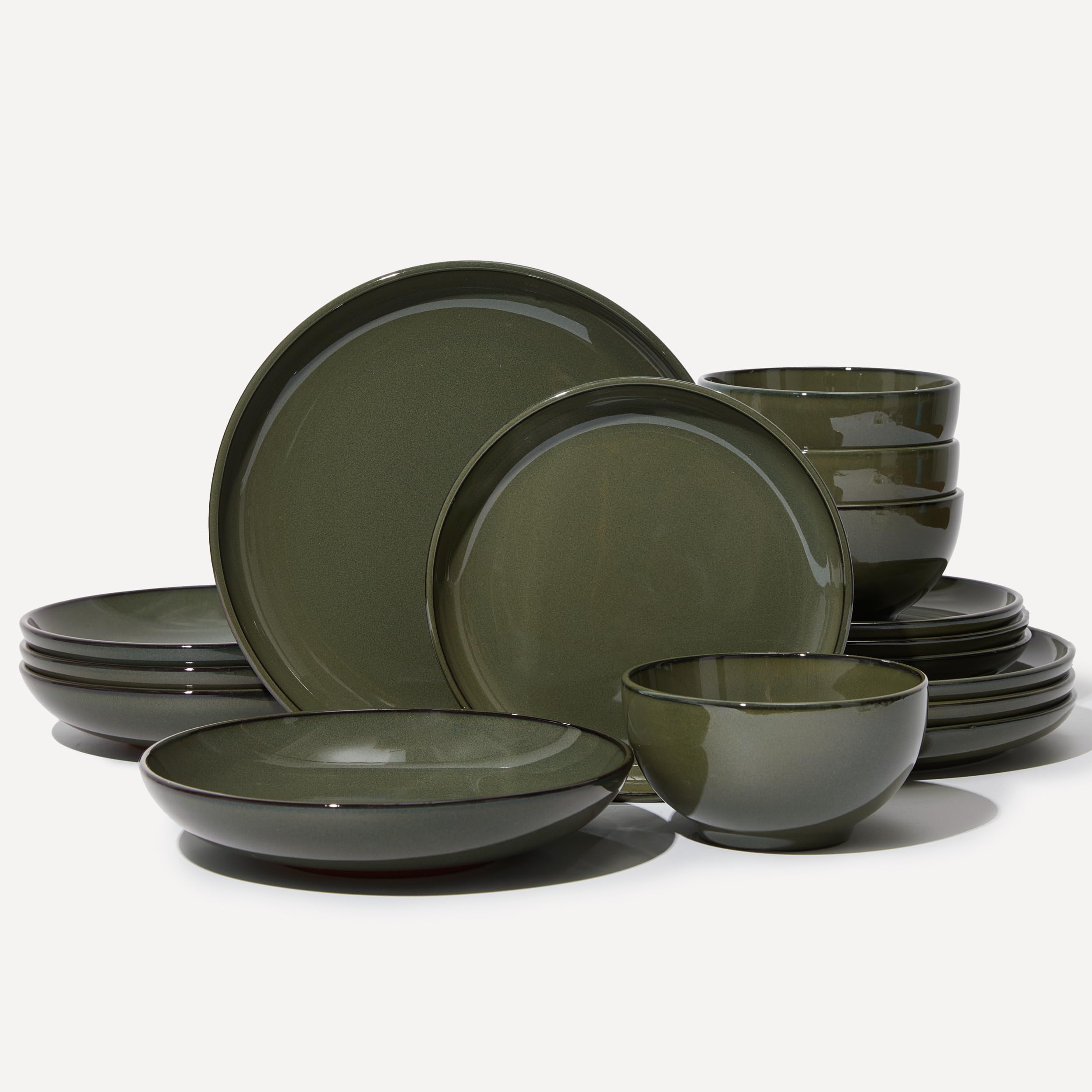 Pokini 16 Piece Double Bowl Dinnerware Sets with