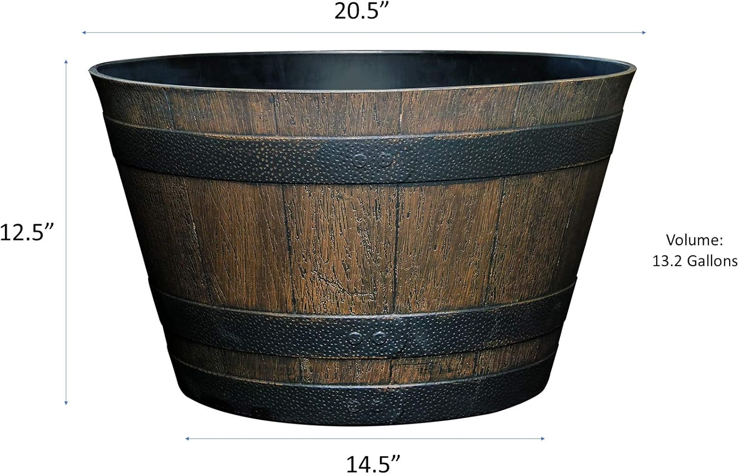 Classic Home and Garden S1027D-037Rnew Whiskey Barrel Planter, 20.5", Kentucky Walnut : Garden & Outdoor