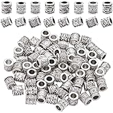 SOFPLATE 1 Box 100Pcs Silver Large Hole Bead Alloy Tube Spacer Beads Bulk Tibetan Retro Metal Spacers Round Column Loose Charm Beads for Jewelry Making European Bracelets Beading Necklaces DIY Crafts