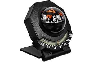 IMIKEYA Portable Car Compass Ball with Luminous Double-Sided Dial Adjustable Foldable Vehicle Navigation