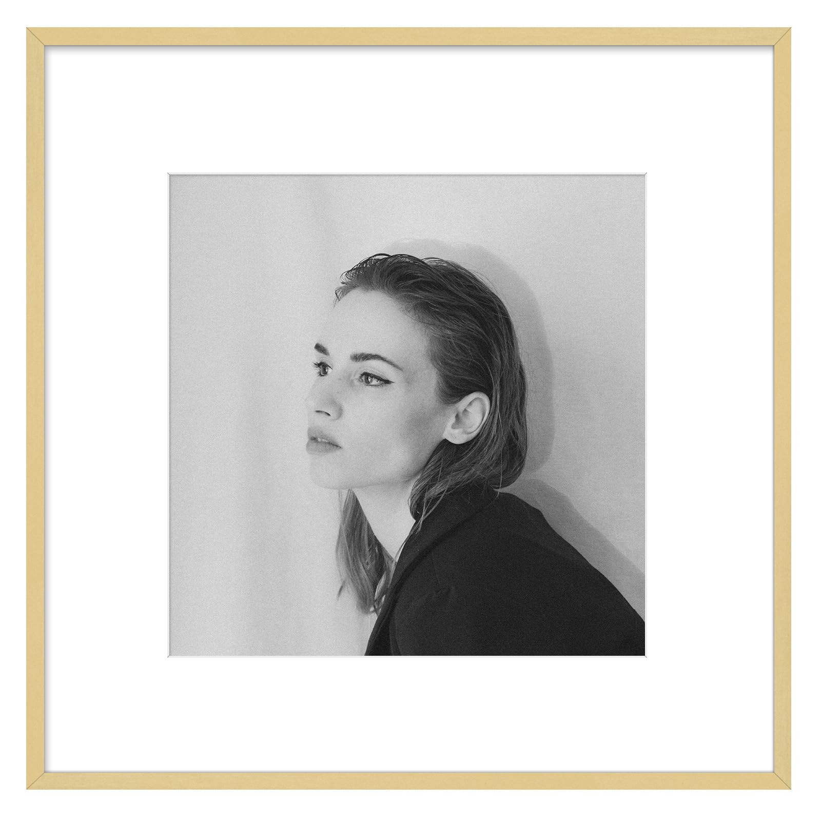 Golden State Art, Gold Aluminum Metal Wall Photo Frame Collection with Ivory Color Mat for Picture & Real Glass (12x12 Frame, 1-Pack)