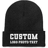 Custom Winter Beanies for Men Women,Personalized Knitted Beanie Hats with Image Text Logo - Skull Caps
