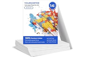 Yoursorter Canvas Boards for Painting Classic 5x7 inch, 14 Pack Small Painting Canvases for Beginners, Blank Paint Canvas Panel, 100% Cotton Acid Free Primed Gesso, for Acrylic, Oil & orther Paints